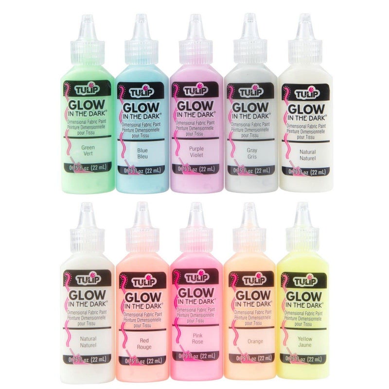 Tulip Glow in the Dark Dimensional Fabric Paint, Permanent DIY Fashion Art, Multi-Surface Craft Paint, Great for Costumes, Pumpkins, Decor, Pack of 10 - Image 2